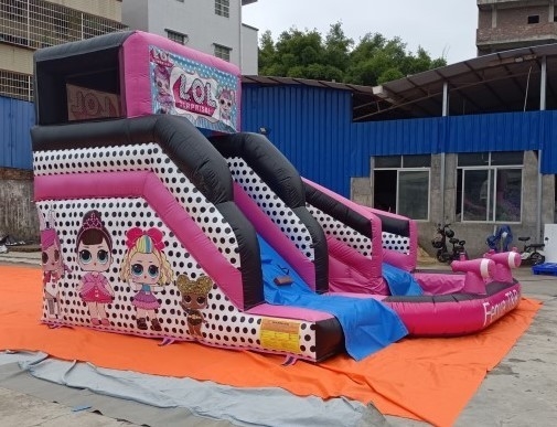 arrendamento comercial inflável do PVC LOL Bounce House Slide Pink de 0.55mm